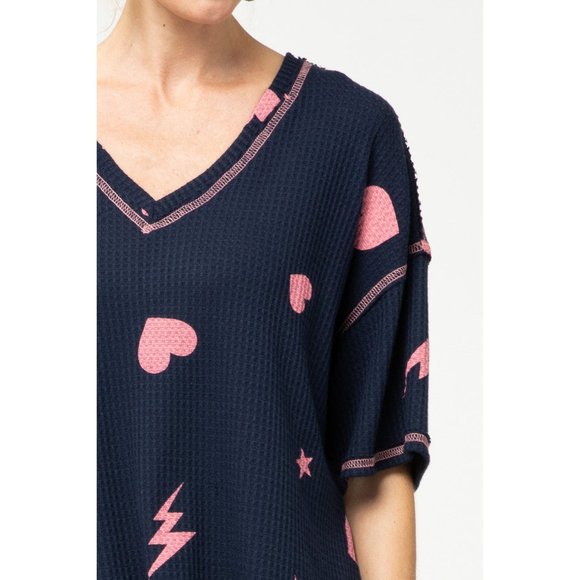 Entro Navy & Pink Waffle Knit Top - Picture 7 of 7